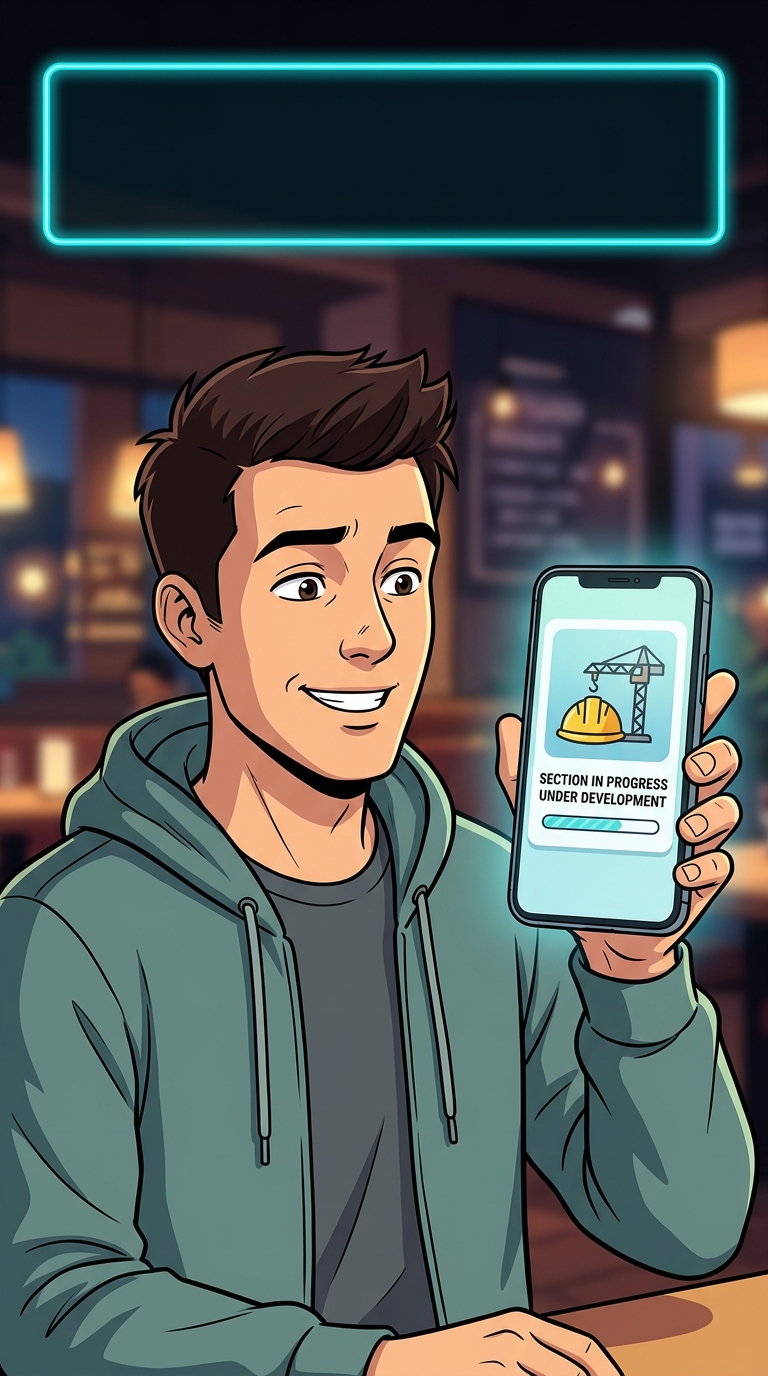 Экран смартфона с плашкой разработки